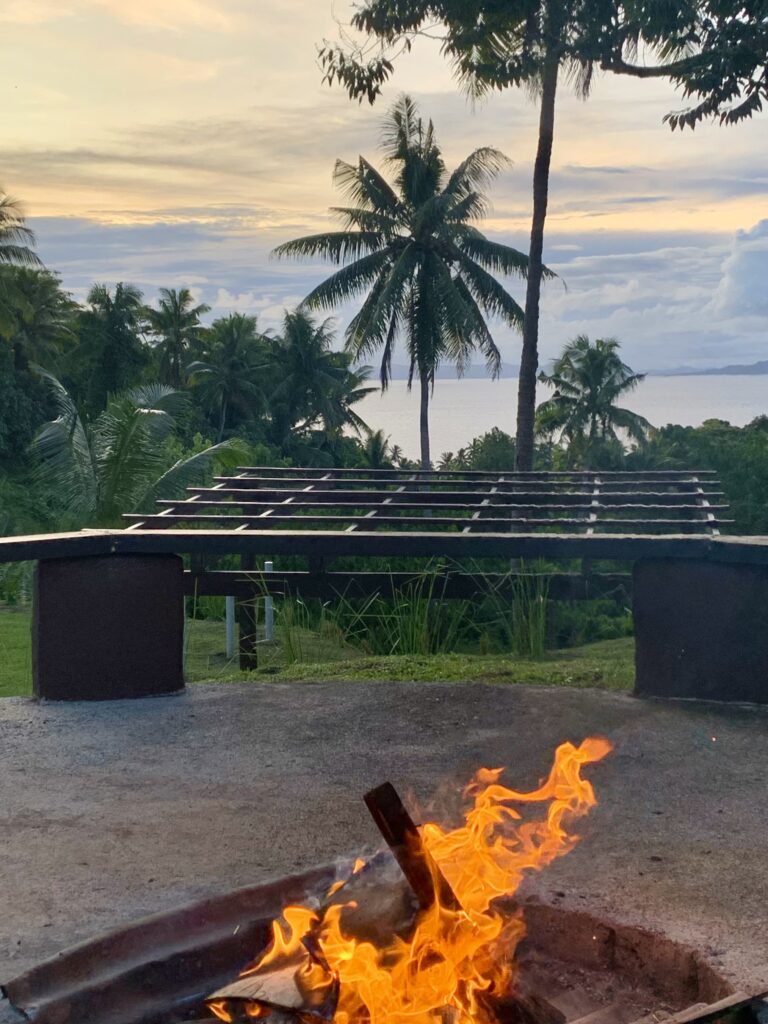 Taveuni accommodation camp fire at Taveuni Breeze